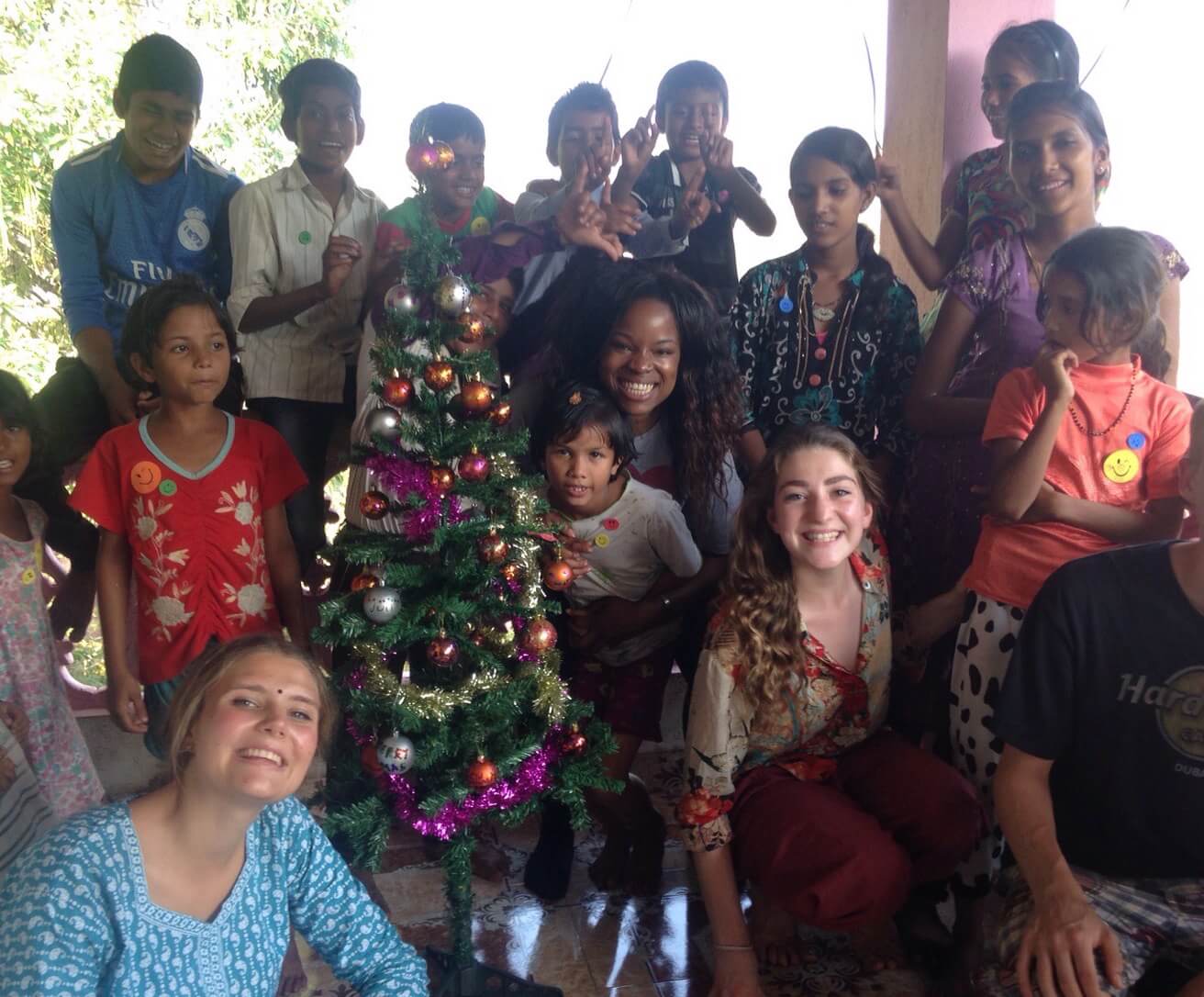 Toska in India for Christmas (center wit Bird Blouse)